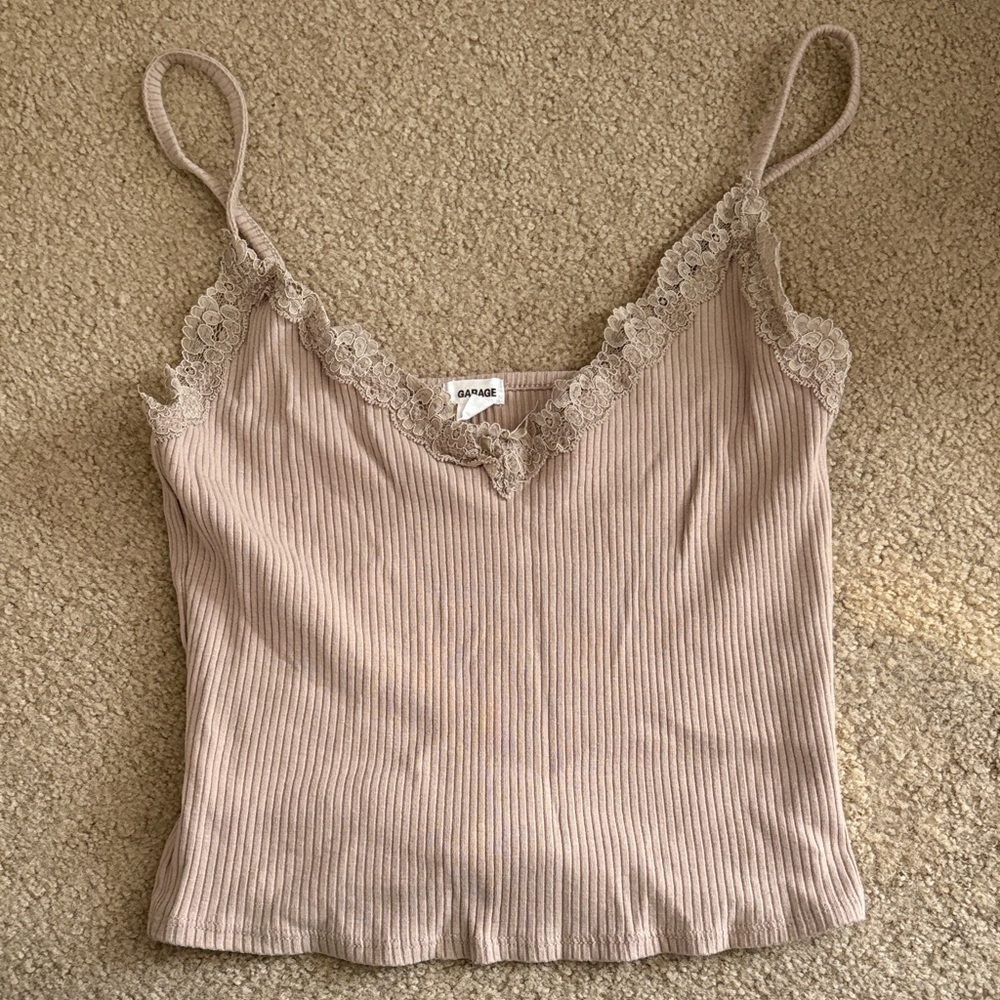 Garage Beige Lace Trim Camisole